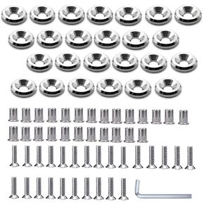 STETION Stainless Steel 25 Pcs Fender Bumper Washer Bolt M5x20mm CNC Finishing Washer Engine Bay Dress Up Fastener Kit Flares Widebody kit Installation Hardware
