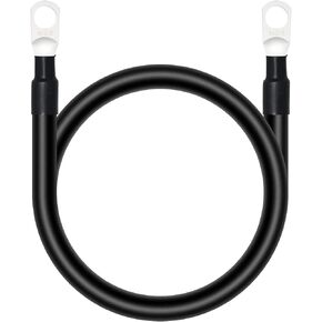6 Gauge Battery Cable 2FT Tinned Copper Welding Cable Negative Wire with 3/8" Lugs for Power Inverter Car Solar Battery