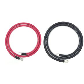 4 AWG Gauge Fully Assembled Battery Cables, 1-15ft Lengths, Positive or Negative Wire, Pure Copper Battery Replacement Cables, Solar Car Truck RV Camper (2ft, Single Red, 3/8" Lugs)