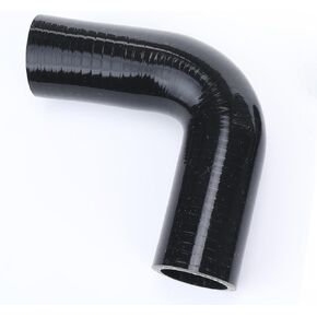 ID 1/2" (13mm), 90 Degree Elbow Coupler, Leg Length 3.5" (90mm), Wall Thickness 0.18" (4.5mm), 3-Ply Reinforced, 80 PSI Maximum Pressure, Universal Automotive Pure Silicone Hose, Black