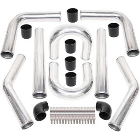 8Pcs 2 Inch Universal Aluminum Turbo Intercooler Piping kit 610mm DIY Custom Tubing Pipe Straight & U-Bend Kit (2 Inch)