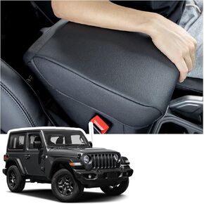 Center Console Armrest Cover Compatible with Jeep Wrangler JL/JLU 2018 2019-2023 2024 and Jeep Gladiator JT Truck 2020 2021 2022 2023, Accessories PU Leather Cushion Protector Pad(Not for JK/JKU)