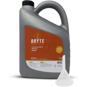 Bryte Premium Lamp Oil - 1 Gallon, Clear & Clean Paraffin, Odorless, Suitable for Indoor/Outdoor Use, Comes with Funnel