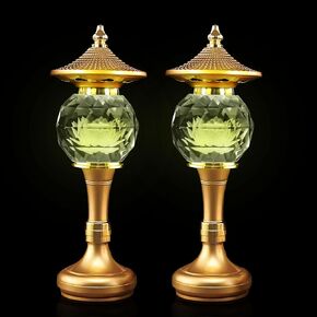 1 Pair-7 Color LED Lotus Flower Lamp - Pineapple shape Crystal Lotus Buddhist Lamp Lights, Buddha Lamp Light with Adjustable Switch for Buddhist Occasions, Supplies Meditation Buddhist (10 inch)