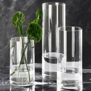 3 Pcs Acrylic Clear Cylinder Flower Vase for Plants Bouquet, Unbreakable Hurricane Tall Large Plastic Vases for Wedding Centerpieces, Hydroponic Decor Base Set of 3 (H 8" + H 10" + H 12" No Flowers) in Kuwait