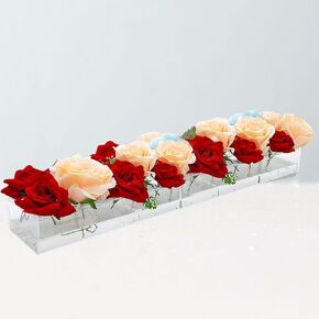 Elegant Acrylic Vase – Multipurpose 15.75" Clear Flower Vase with 14 Holes, Vase is Perfect for Wedding Decor, Elegant Table Centerpieces, Beautiful Table Decor or Gothic Home Decor