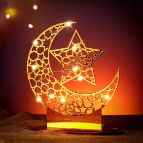 عيد الحرف ضوء الليل رمضان مبارك ضوء القمر الإسلامي ديكورات عيد مبارك ديكور الطاولة نجمة القمر رمضان عيد الحلي هدية للمسلمين الأسرة صديق ديكور غرفة نوم المنزل (نجمة ذهبية)