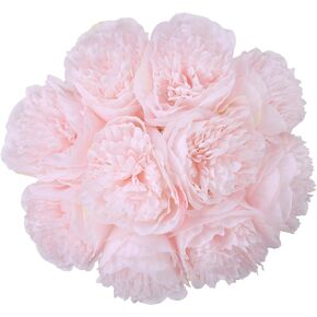 U'Artlines 10 Heads Artificial Peony Silk Flower Leaf Home Office Wedding Party Festival Bar Decor (Black)
