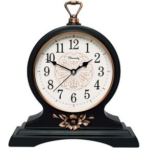 Mantel Clock-12 Inch Mantel Clock, Silent and Non-Ticking, Retro Mantel Clock for Living Room/Kitchen Decoration (Black)