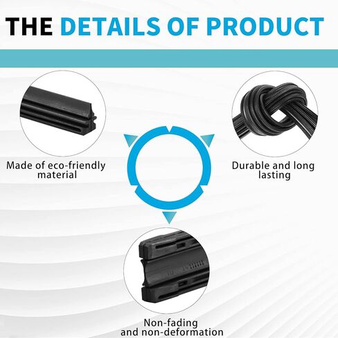 إعادة تعبئة شفرة ممسحة الزجاج الأمامي من ZOFFI مقاس 28 بوصة، عبوة من 4 قطع، حجم قابل للتعديل لإعادة تعبئة المطاط للممسحة in Kuwait