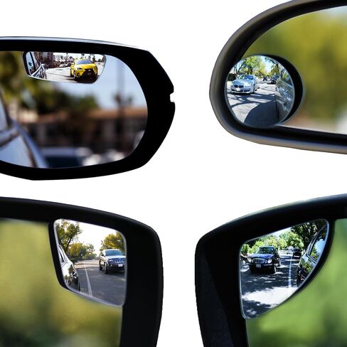 "Rhombus 4000" Car Blind Spot Mirror by Safe View Company - Change Lanes w Confidence, Frameless HD Convex Glass, Seamlessly Contours to Rear View Side Mirrors, Peel & Stick (2Pack) in Saudi Arabia
