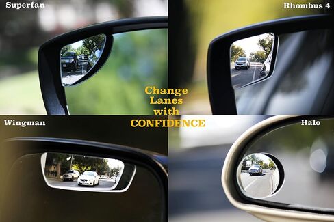 "Rhombus 4000" Car Blind Spot Mirror by Safe View Company - Change Lanes w Confidence, Frameless HD Convex Glass, Seamlessly Contours to Rear View Side Mirrors, Peel & Stick (2Pack) in Saudi Arabia