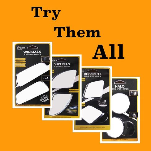 "Rhombus 4000" Car Blind Spot Mirror by Safe View Company - Change Lanes w Confidence, Frameless HD Convex Glass, Seamlessly Contours to Rear View Side Mirrors, Peel & Stick (2Pack) in Saudi Arabia