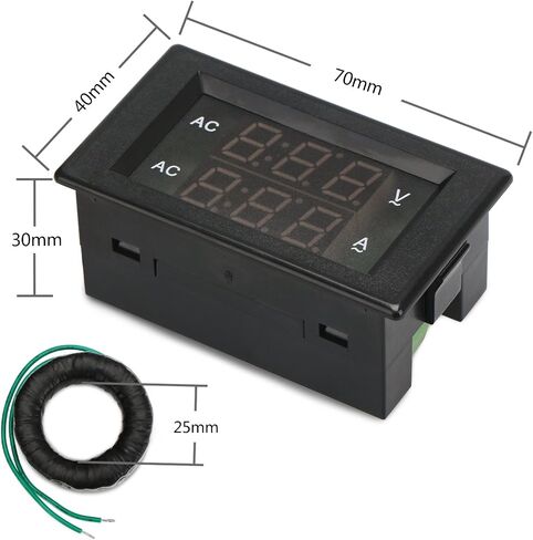 DROK AC Meter, AC 40-400V 100A Digital LCD Screen Voltage Current Power Power Factor 110V 220V Voltmeter Ammeter Multimeter Tester with Internal Shunt for Indoor Home User in Saudi Arabia