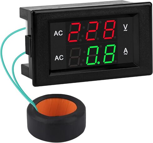 DROK AC Meter, AC 40-400V 100A Digital LCD Screen Voltage Current Power Power Factor 110V 220V Voltmeter Ammeter Multimeter Tester with Internal Shunt for Indoor Home User in Saudi Arabia