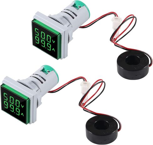 AITRIP 2Pack LED Display Voltmeter, Square Dual Display Voltmeter and Ammeter LED Digital Voltage Gauge AC 60-500V 0-100A Current Meter Indicator in Saudi Arabia