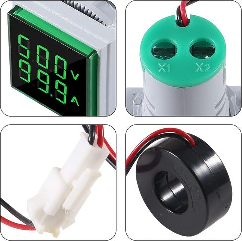 AITRIP 2Pack LED Display Voltmeter, Square Dual Display Voltmeter and Ammeter LED Digital Voltage Gauge AC 60-500V 0-100A Current Meter Indicator in Saudi Arabia