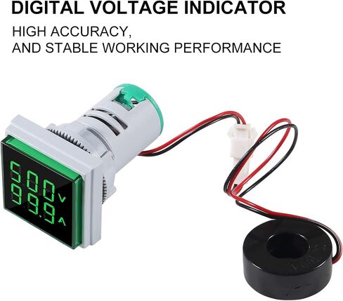 AITRIP 2Pack LED Display Voltmeter, Square Dual Display Voltmeter and Ammeter LED Digital Voltage Gauge AC 60-500V 0-100A Current Meter Indicator in Saudi Arabia