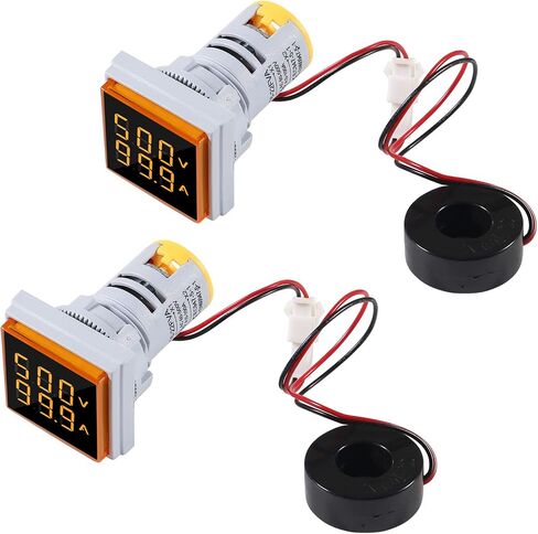AITRIP 2Pack LED Display Voltmeter, Square Dual Display Voltmeter and Ammeter LED Digital Voltage Gauge AC 60-500V 0-100A Current Meter Indicator in Saudi Arabia