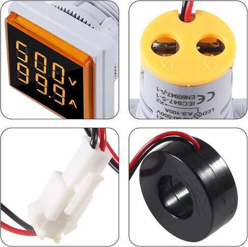 AITRIP 2Pack LED Display Voltmeter, Square Dual Display Voltmeter and Ammeter LED Digital Voltage Gauge AC 60-500V 0-100A Current Meter Indicator in Saudi Arabia