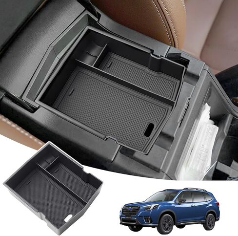صينية تنظيم وحدة التحكم المركزية بتصميم مطور من JKCOVER متوافقة مع Subaru Forester 2024 2023 2022 2021 2020 2019 صندوق تخزين داخلي لمسند الذراع وملحقات سهلة الإزالة in Saudi Arabia