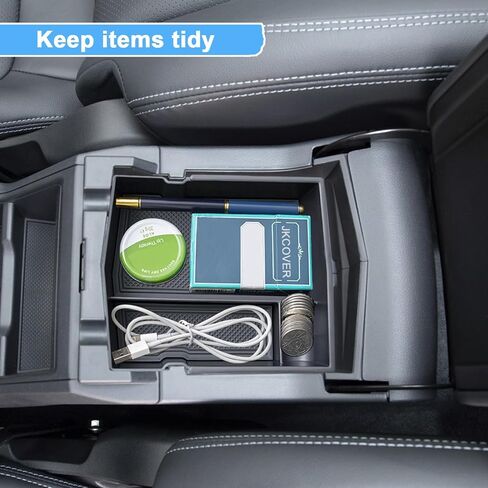 صينية تنظيم وحدة التحكم المركزية بتصميم مطور من JKCOVER متوافقة مع Subaru Forester 2024 2023 2022 2021 2020 2019 صندوق تخزين داخلي لمسند الذراع وملحقات سهلة الإزالة in Saudi Arabia
