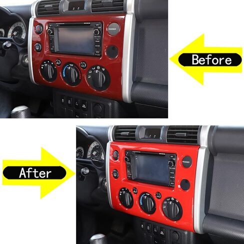 LLKUANG ABS وحدة التحكم في السيارة GPS والملاحة غطاء لوحة الكسوة لسيارة Toyota FJ Cruiser 2007-2021 مقبض وحدة التحكم المركزية وزر التحكم في الإطار (أحمر) in Saudi Arabia