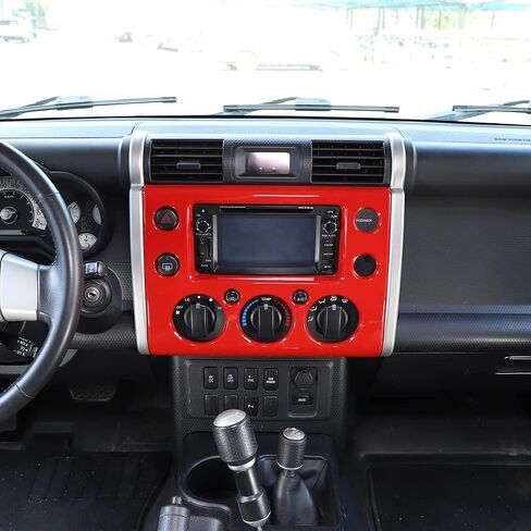 LLKUANG ABS وحدة التحكم في السيارة GPS والملاحة غطاء لوحة الكسوة لسيارة Toyota FJ Cruiser 2007-2021 مقبض وحدة التحكم المركزية وزر التحكم في الإطار (أحمر) in Saudi Arabia