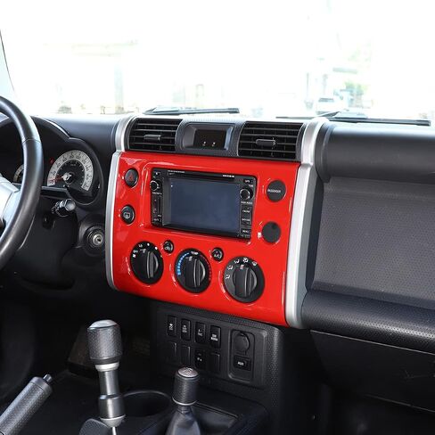 LLKUANG ABS وحدة التحكم في السيارة GPS والملاحة غطاء لوحة الكسوة لسيارة Toyota FJ Cruiser 2007-2021 مقبض وحدة التحكم المركزية وزر التحكم في الإطار (أحمر) in Saudi Arabia