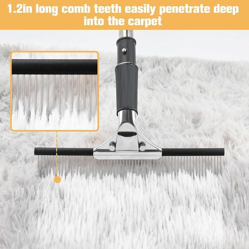 Astfys Hand Held Carpet Rake, Making Carpets Fluffy Again, Clean Hair, Let Carpet Restore Softness (Iron, Black) in Saudi Arabia
