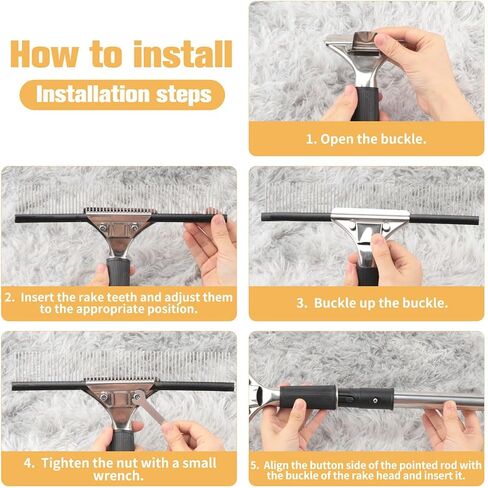 Astfys Hand Held Carpet Rake, Making Carpets Fluffy Again, Clean Hair, Let Carpet Restore Softness (Iron, Black) in Saudi Arabia