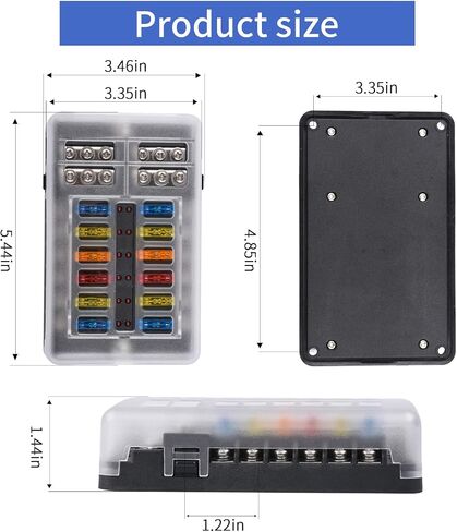12 Way 12V Fuse Box Blade, 12Volt Fuse Block with LED Indicator Waterproof Cover - 12 Circuit Independent Positive Negative Fuse Box Holder for 12V/24V AutoTruck Boat Marine RV Van Vehicle in Saudi Arabia