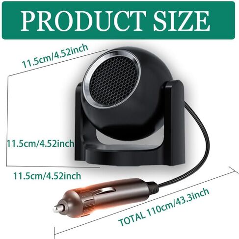 Car Heater, 12V Heater 150W Fast Heater Fan 2 In 1 Heating & Cooling Windshield De-Icers, Automobile Windscreen Fan with Plug in Cigarette Lighter, Window Defroster for SUV, Jeeps, Trucks in Saudi Arabia