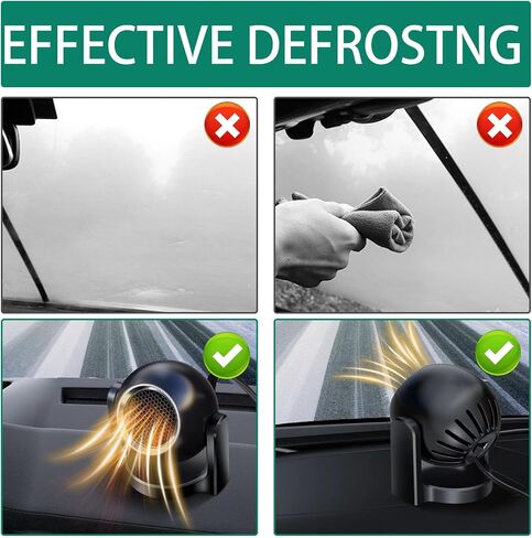 Car Heater, 12V Heater 150W Fast Heater Fan 2 In 1 Heating & Cooling Windshield De-Icers, Automobile Windscreen Fan with Plug in Cigarette Lighter, Window Defroster for SUV, Jeeps, Trucks in Saudi Arabia