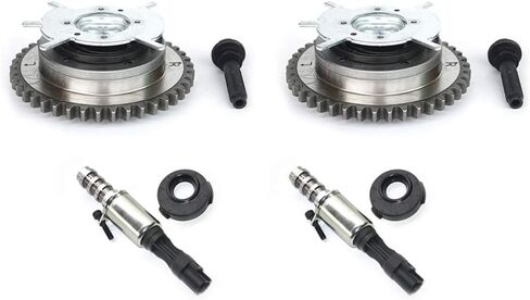 زوج VVT Sprocket Cam Phaser & Solenoid استبدال لـ 2004-2010 Ford Explorer Expedition F-series 150 250 350، 05-06 Lincoln Navigator Mark LT Triton 5.4L، 4.6L 3V # 3R2Z6A257DA 3L3E6C524FA 917-250 in Kuwait