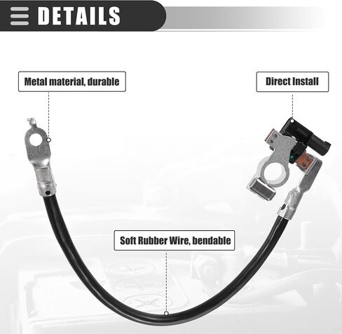 Motoforti سلك كابل بطارية سلبي مع قابس، لسيارة Ford Escape 2013-2019، معدني، AV6Z-10C679-P، لون أسود فضي in Saudi Arabia