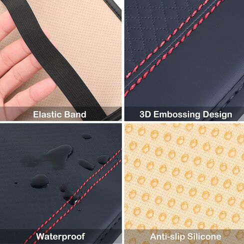 Car Center Console Cover, PU Leather Car Armrest Box Pad, Universal Waterproof Auto Armrest Seat Box Protector, Interior Car Accessories for Most Car, Truck, SUV (Black-Blue) in Kuwait