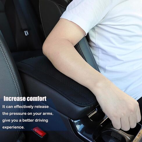 Car Center Console Cover, PU Leather Car Armrest Box Pad, Universal Waterproof Auto Armrest Seat Box Protector, Interior Car Accessories for Most Car, Truck, SUV (Black-Blue) in Kuwait