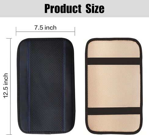 Car Center Console Cover, PU Leather Car Armrest Box Pad, Universal Waterproof Auto Armrest Seat Box Protector, Interior Car Accessories for Most Car, Truck, SUV (Black-Blue) in Kuwait