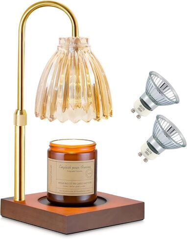 مصباح تدفئة الشموع من دوتلايت، ضوء تدفئة الشموع الكهربائية الخافت، زجاج كهرماني قابل للتعديل لتدفئة شموع الجرة، هدية عيد ميلاد للأم والصديقات ديكور المنزل مع مصباحين in Kuwait