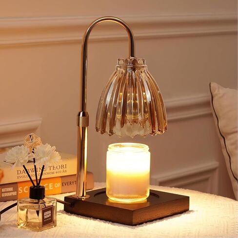 مصباح تدفئة الشموع من دوتلايت، ضوء تدفئة الشموع الكهربائية الخافت، زجاج كهرماني قابل للتعديل لتدفئة شموع الجرة، هدية عيد ميلاد للأم والصديقات ديكور المنزل مع مصباحين in Kuwait