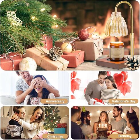 مصباح تدفئة الشموع من دوتلايت، ضوء تدفئة الشموع الكهربائية الخافت، زجاج كهرماني قابل للتعديل لتدفئة شموع الجرة، هدية عيد ميلاد للأم والصديقات ديكور المنزل مع مصباحين in Kuwait