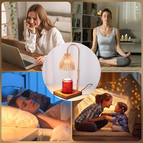 مصباح تدفئة الشموع من دوتلايت، ضوء تدفئة الشموع الكهربائية الخافت، زجاج كهرماني قابل للتعديل لتدفئة شموع الجرة، هدية عيد ميلاد للأم والصديقات ديكور المنزل مع مصباحين in Kuwait