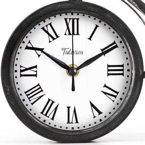 Tulivios Antique Bicycle Desk Shelf Clock Home Office Decoration Tabletop, Retro Vintage Roman Numerals Bike Mantel Clock Battery Operated, Non-Ticking Decor for Bedroom, Farmhouse (Black) in Saudi Arabia