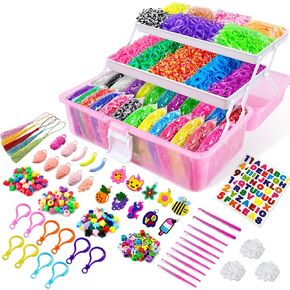 14500 Rubber Band Bracelet Kit, Colorful Rubber Bands Refill Kit with 3 Layer Container for Girls Boys(Purple)