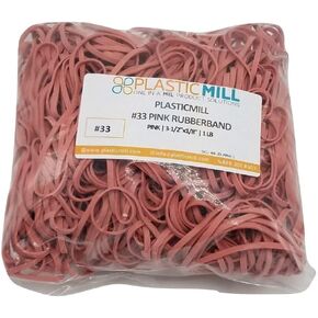 أربطة مطاطية من PlasticMill - مقاس #33 - أربطة مطاطية وردية - عدد 1 رطل/500 قطعة