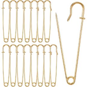 15 Pcs Large Safety Pins Gold Extra Large Safety Pins 4 Inch Safety Pins Heavy Duty Upgrade Safety Pins for Clothes Shawls Leather Canvas Blankets Crafts Kilts(Gold)