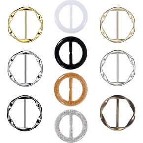 10PCS Silk Scarf Ring Clip T-shirt Tie Clips for Women Fashion Metal Ring Scarves Clasp Waist Buckle for Shirts Clothing Silver Zinc Alloy Plastic Clothing Ring Wrap Holder with 1 Exquisite Box