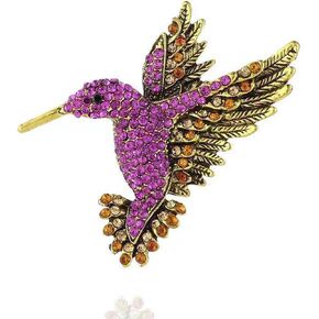 Bird Hummingbird Brooch for Women - Elegant Vintage Hummingbird Rhinestone Bird Pin Jewelry for Women in Kuwait