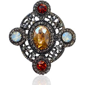 Vintage Brooch Pin for Women Girls Baroque Retro Gold Cross Brooch Accessories Elegant Austrian Crystal Rhinestone Brooch Pin Dress Coat Sweater Suit Party Wedding Gifts Victorian Bridal Jewelry
